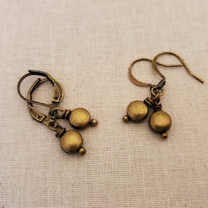 Tiny Antiqued Brass Disc Earrings: Minimal Bronze Drops