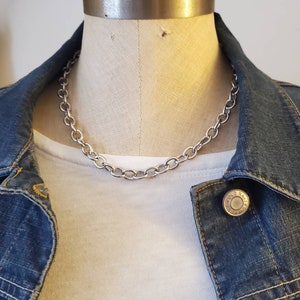 Collar de cadena gruesa de acero inoxidable: estilo steampunk minimalista