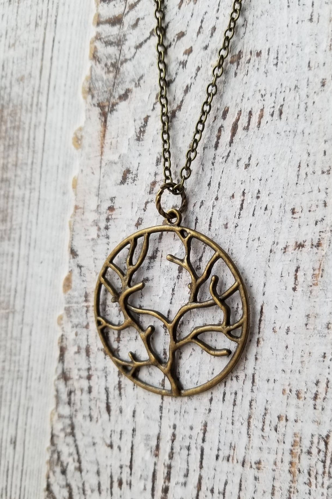 COOLLA Vintage Tree Of Life Pendant Necklace - Adjustable Leather Cord With Turquoise Beads, Boho Style