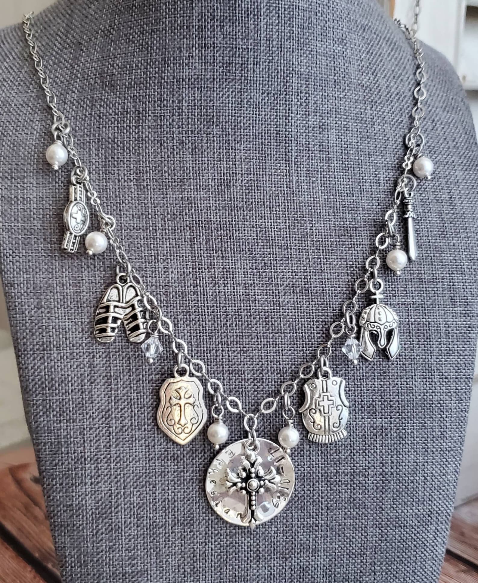 Armor of God Necklace Silver Armor of God Charm Necklace Etsy