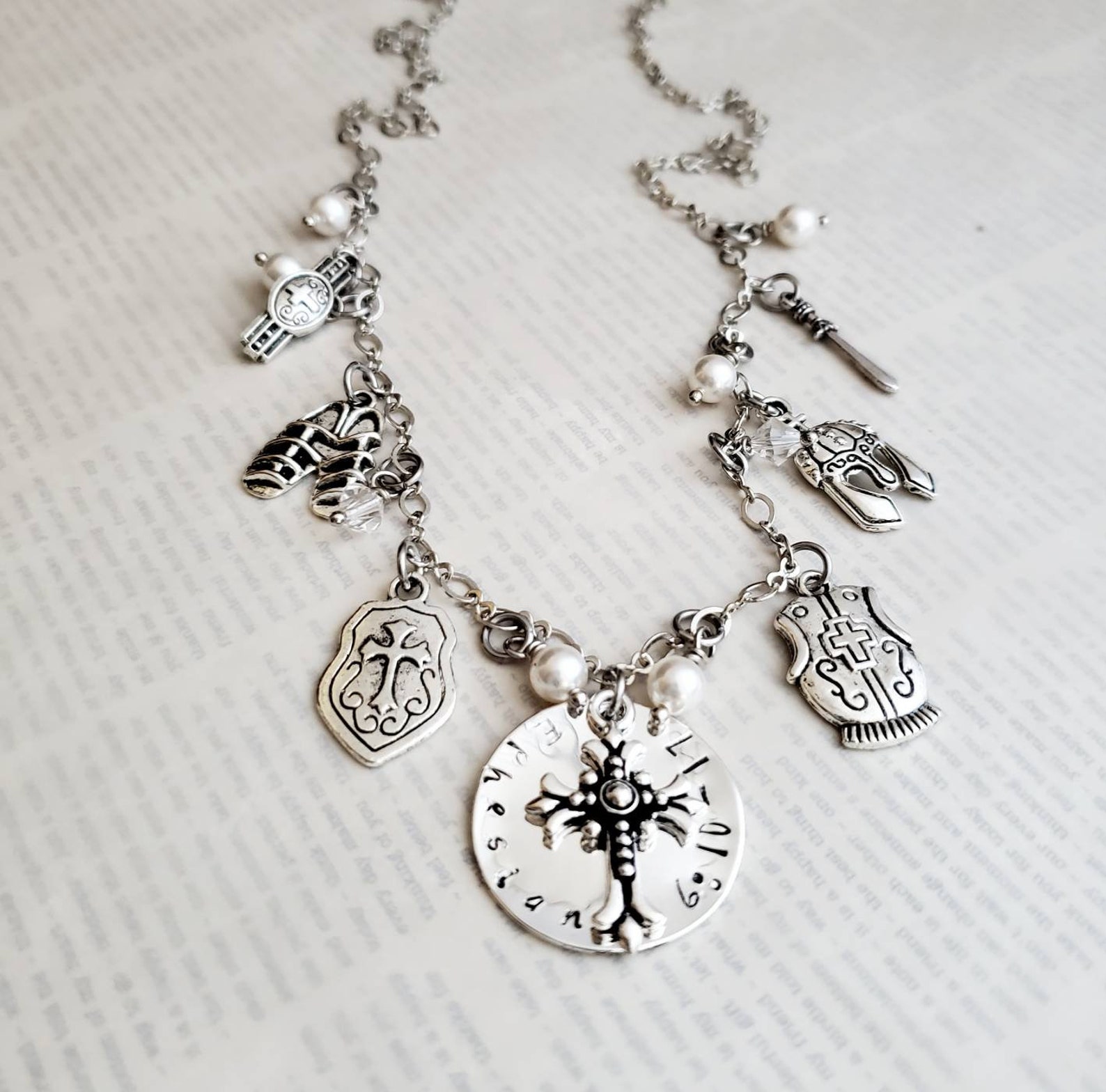 Armor of God Necklace Silver Armor of God Charm Necklace Etsy