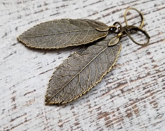 80PCS Vintage Bronze Hollowed Leaves Charm Alloy Pendant Earrings Crafts 17x10mm 