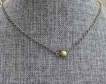 Minimal Antiqued Brass Disc Pendant Necklace: Layering Bronze Chain