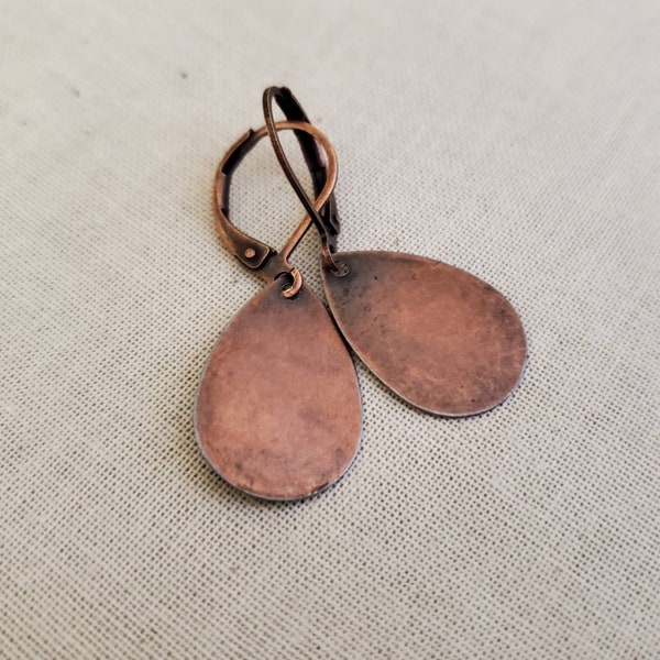 Minimal Copper Teardrop Earrings, Copper Teardrop Earrings, Antique Copper Teardrop Earrings, Lightweight, Rustic Copper Earrings