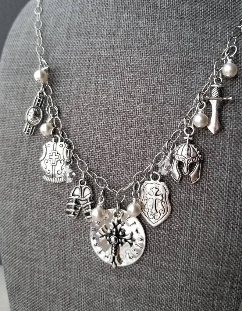 Armor of God Necklace Silver Armor of God Charm Necklace