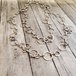 Long Silver Large Link Chain, 40 Inch Silver Statement Necklace, Long Silver Loop Chain Necklace, Silver Chain, Adjustable