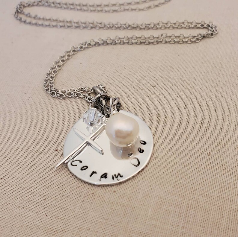 Coram Deo Necklace Latin Pendant Hand Stamped Latin Etsy