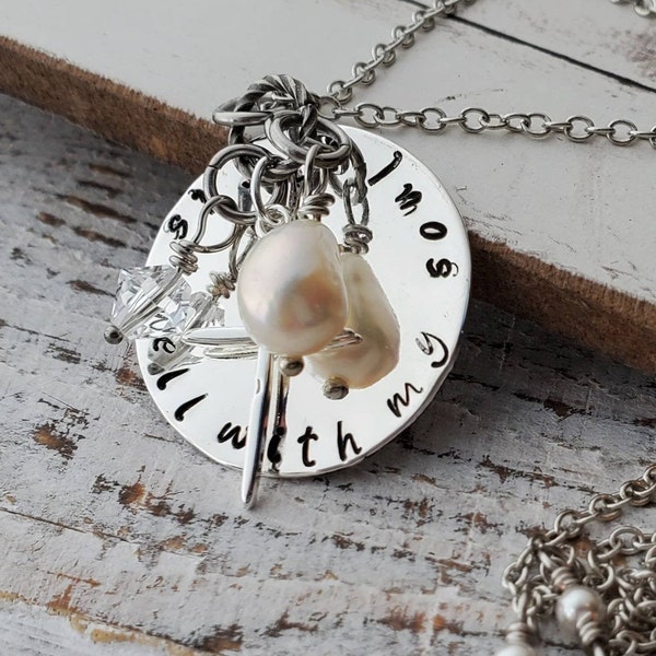 It is Well with My Soul Necklace, Shiny Silver Hand Stamped Hymn Necklace, Well with My Soul Necklace, Religious, Spiritual Jewelry