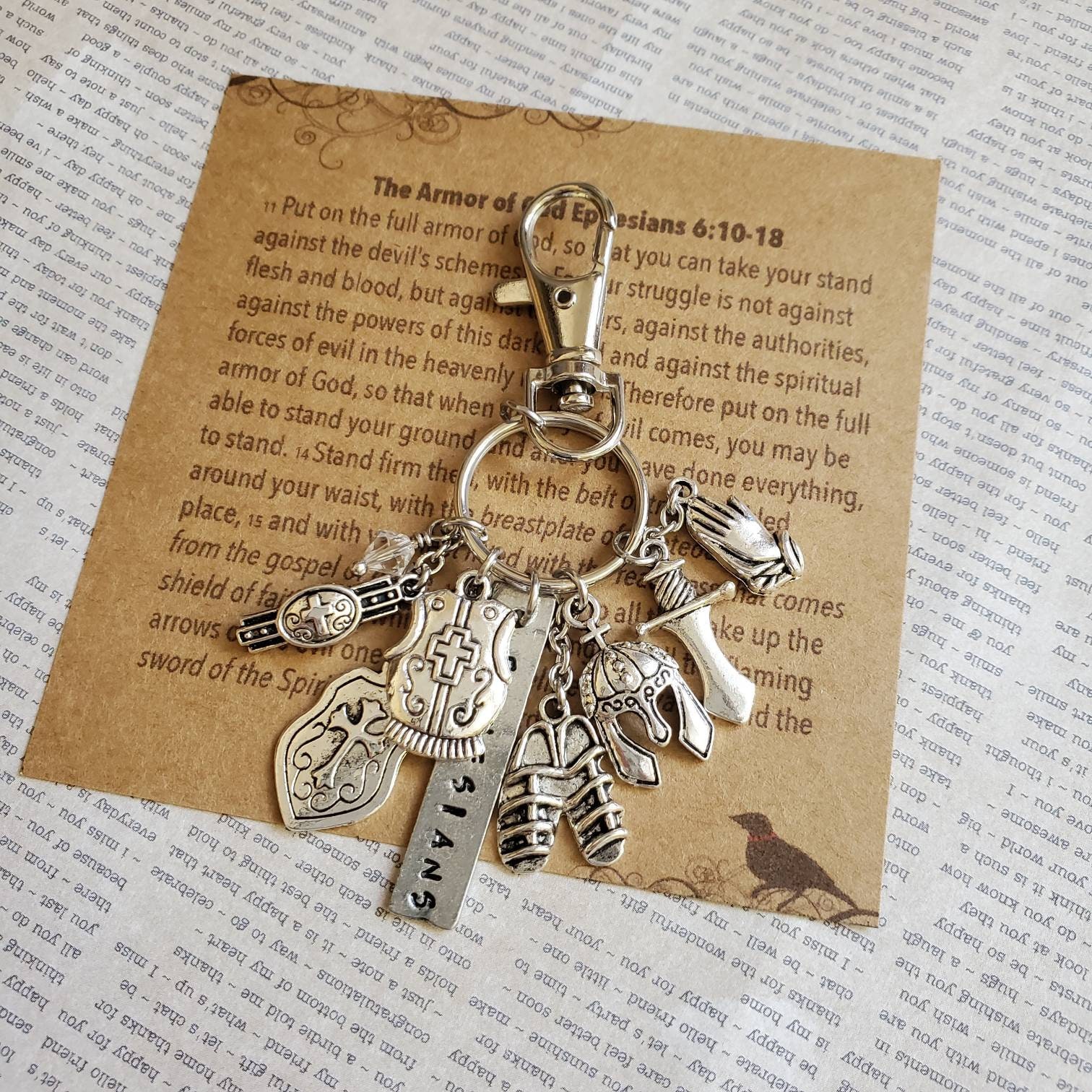 Armor of God Keychain Armor of God Charm Keychain Ephesians Etsy