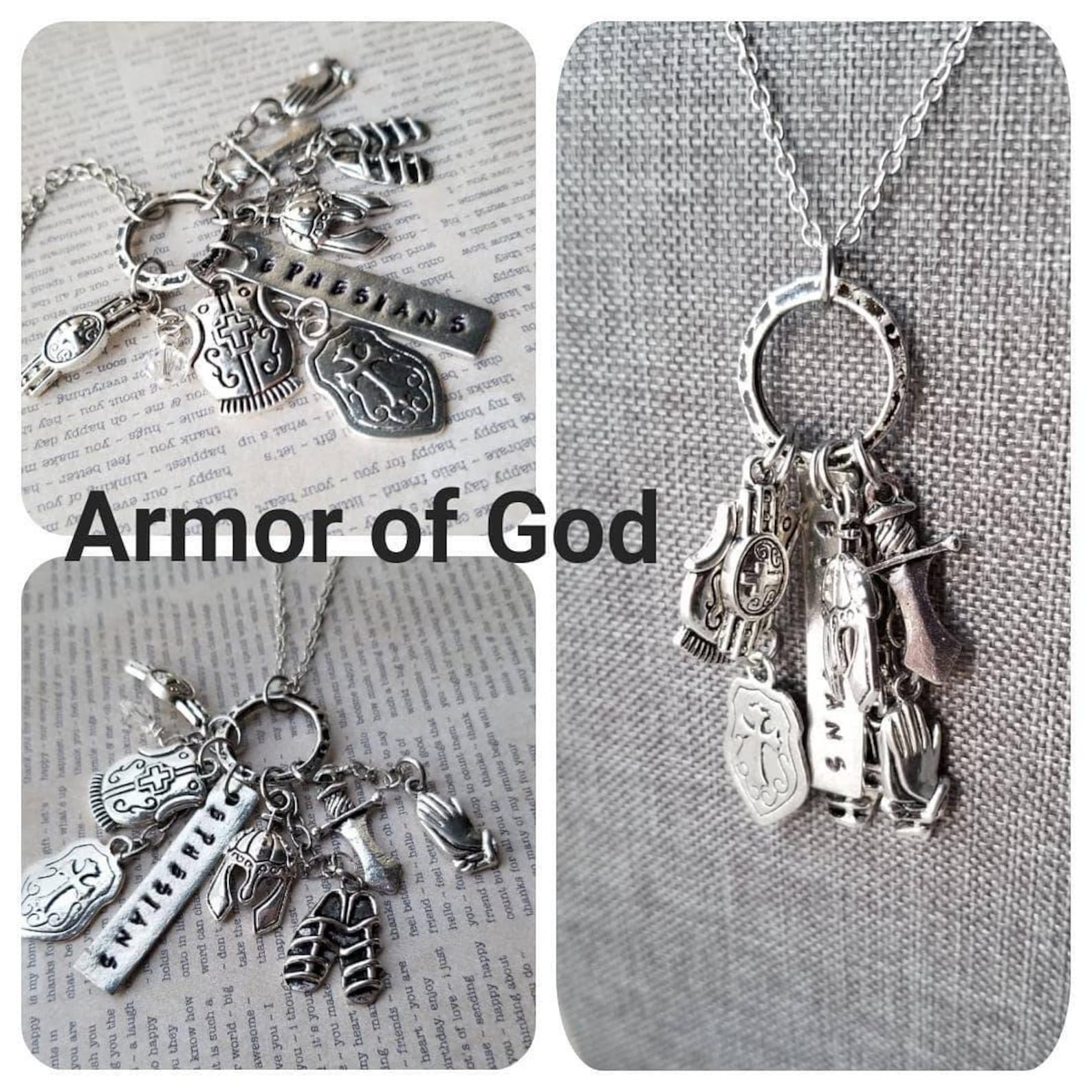 Armor of God Necklace Silver Armor of God Charm Necklace Etsy
