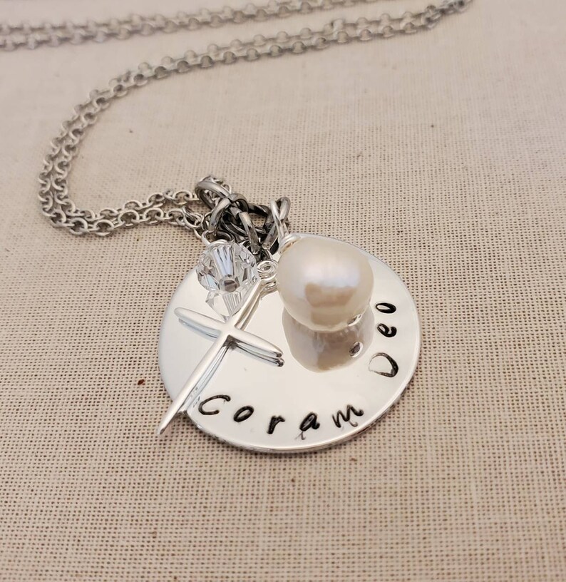 Coram Deo Necklace Latin Pendant Hand Stamped Latin Etsy