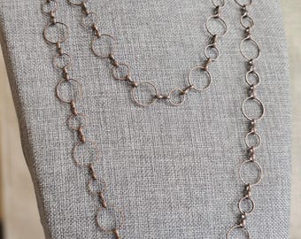 Lange koperen schakelketting: verouderde statementketting van 40 inch