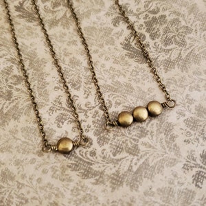 Minimal Brass Choker, Simple Bronze Bead Necklace, Minimal Single Bead Necklace, Antiqued Brass, Stacking Necklace