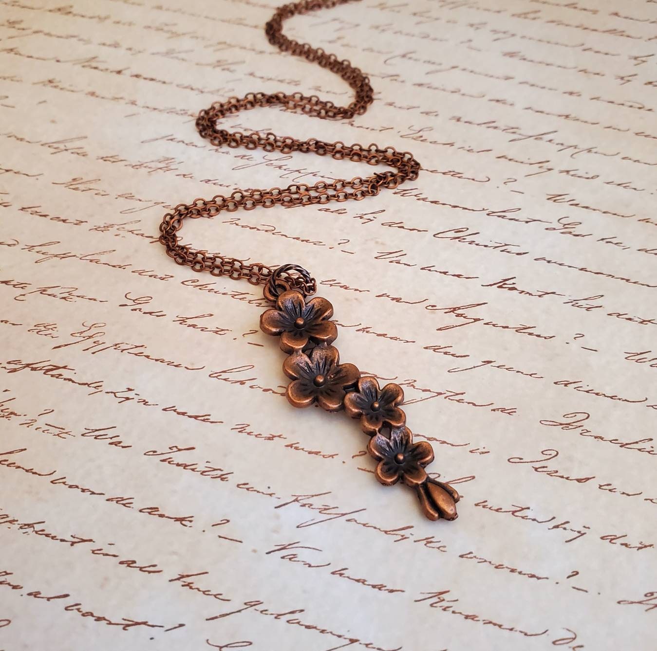 Copper flower deals necklace paparazzi