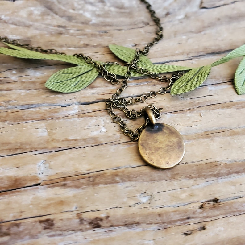 Minimal Antique Brass Disc Necklace, Minimal, Brass Layering Necklace, TierraCast Disc Necklace, Layering Necklace, Stacking Necklace image 3