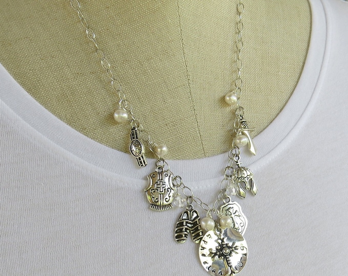 Armor of God Necklace, Silver Armor of God Charm Necklace, Ephesians
