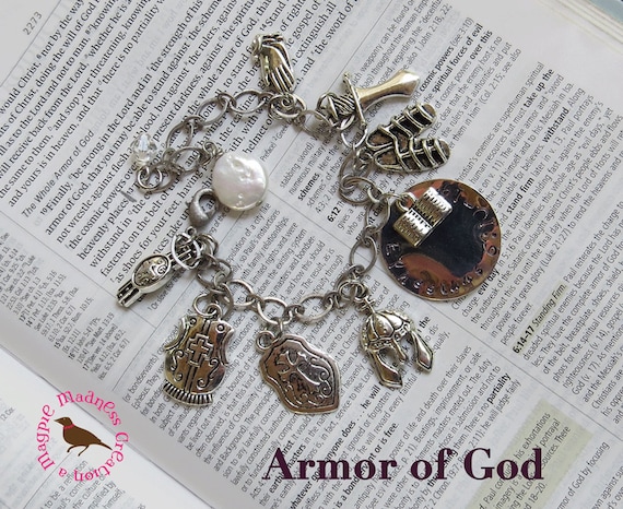Bronze Armor of God Keychain Charms Ephesians Christian Warrior