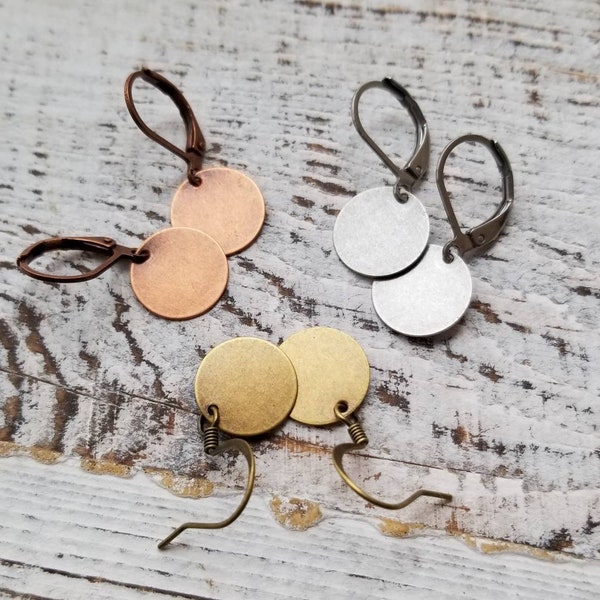 Bronze Disc Earrings Etsy