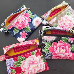 Custodia per auricolari AirPods in tessuto kimono giapponese - Mini astuccio con cerniera - Piccolo portachiavi con portamonete