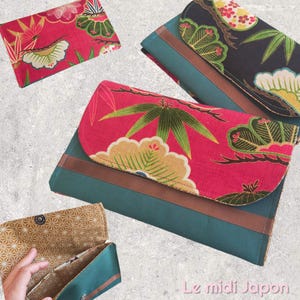 Pochette Plate en Tissu Kimono Japonais Élégant pour Documents, Porte Cartes & Passeport - Cadeau Idéal pour Femme