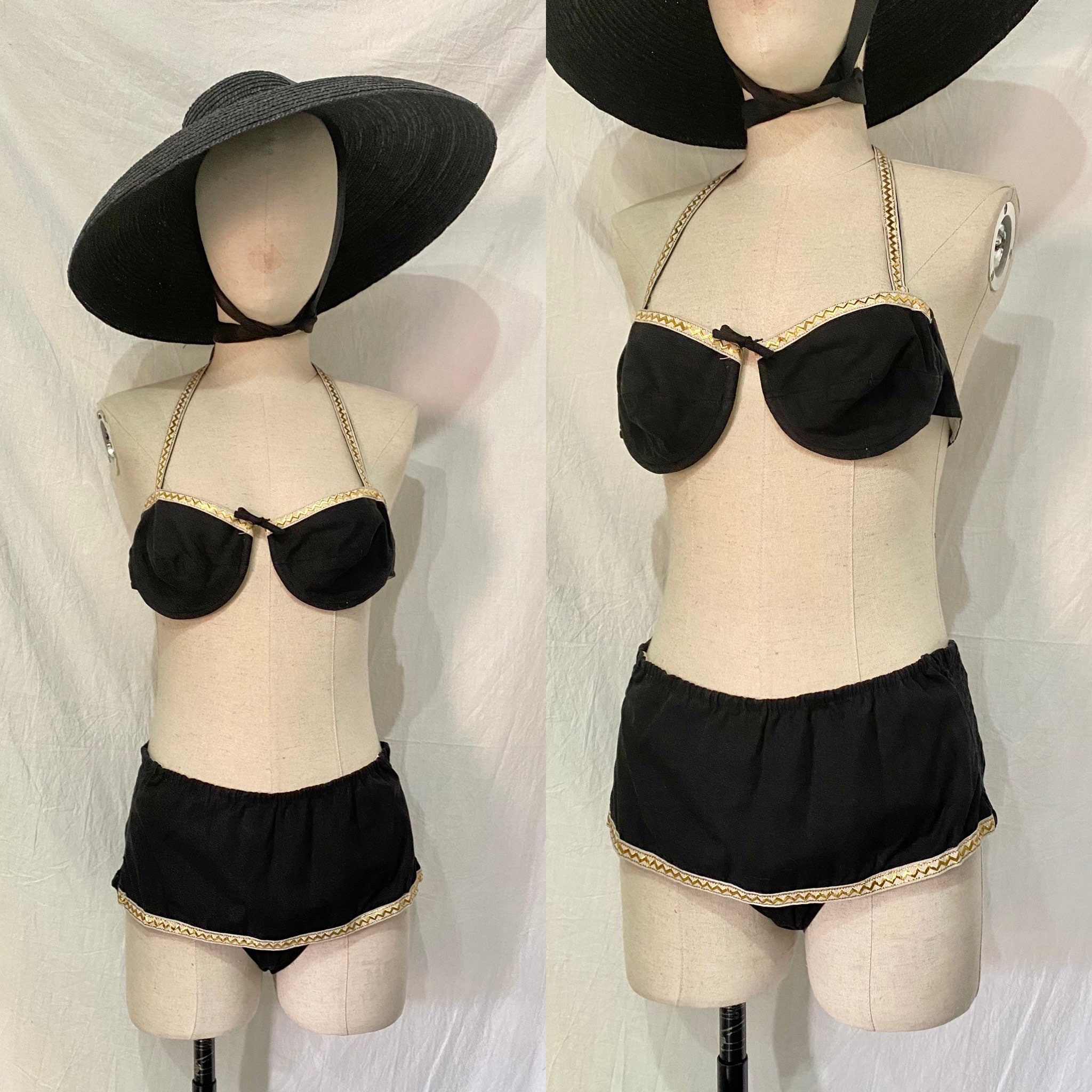 1950s Black Bikini Swimsuit 50s Swimsuit Femme Fatale 1950s | Etsy