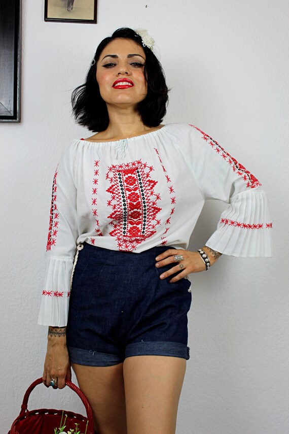 1960s Hungarian Embroidered Peasant Blouse, Penny