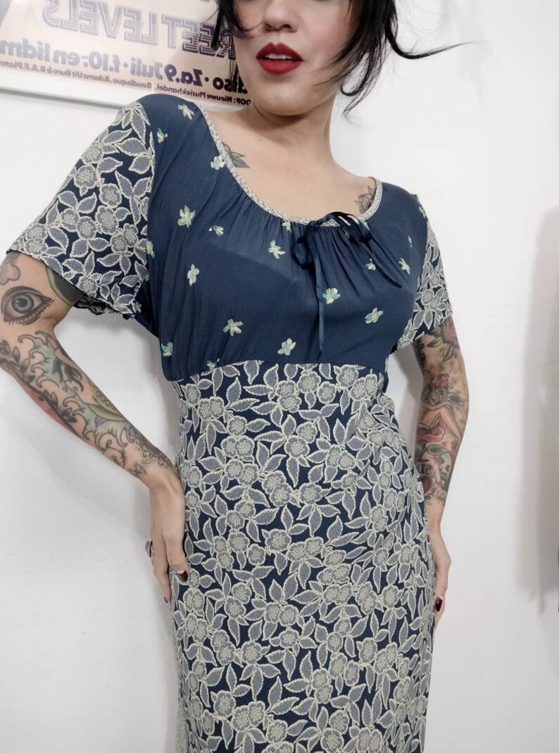Romantic Dress Bohemian Maxi Dress Large 1990s Carol Little Floral Maxi Dress