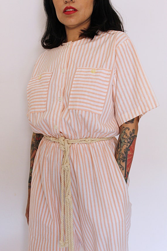 1980s Striped Cotton Jumpsuit, 1980s Jumpsuit