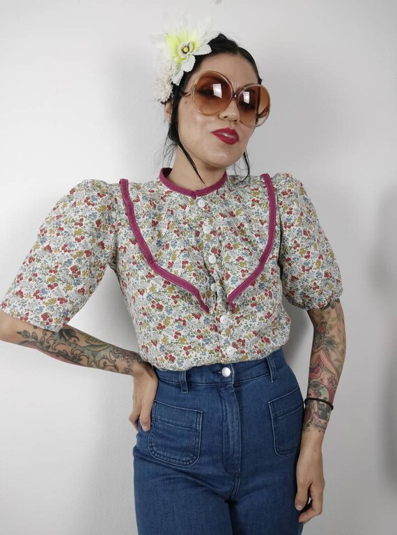 1970s Prairie Blouse, Cottagecore, Liberty Print B