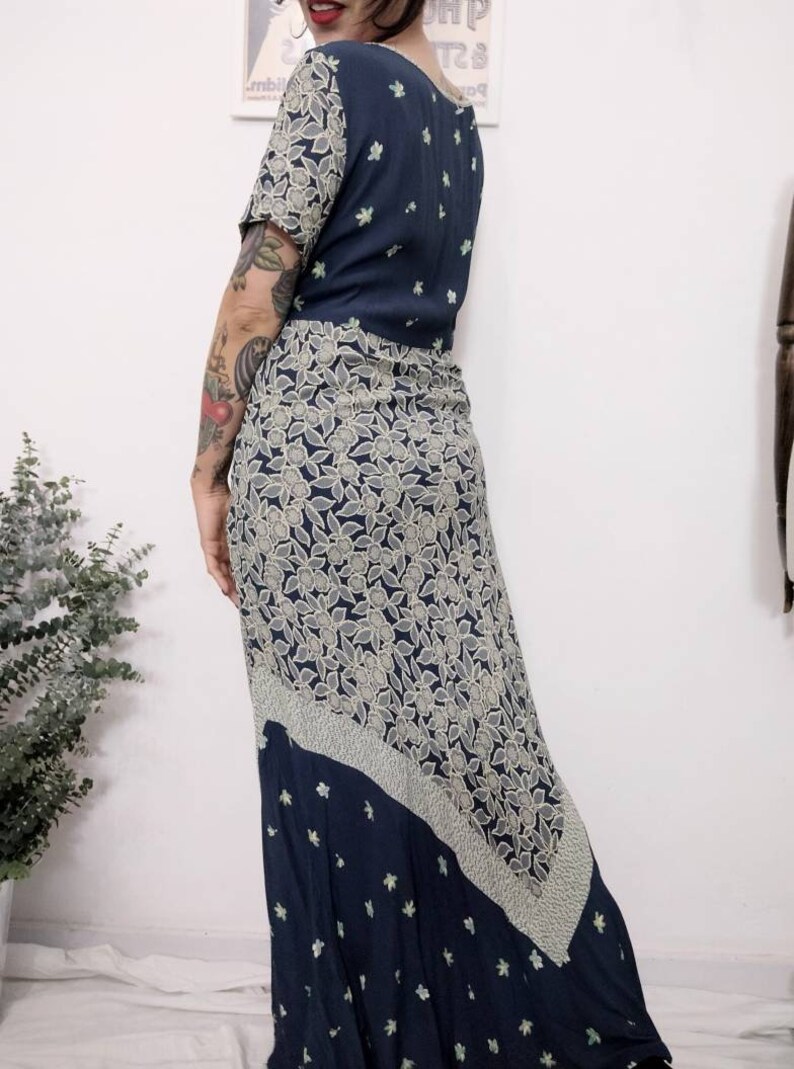 Romantic Dress Bohemian Maxi Dress Large 1990s Carol Little Floral Maxi Dress