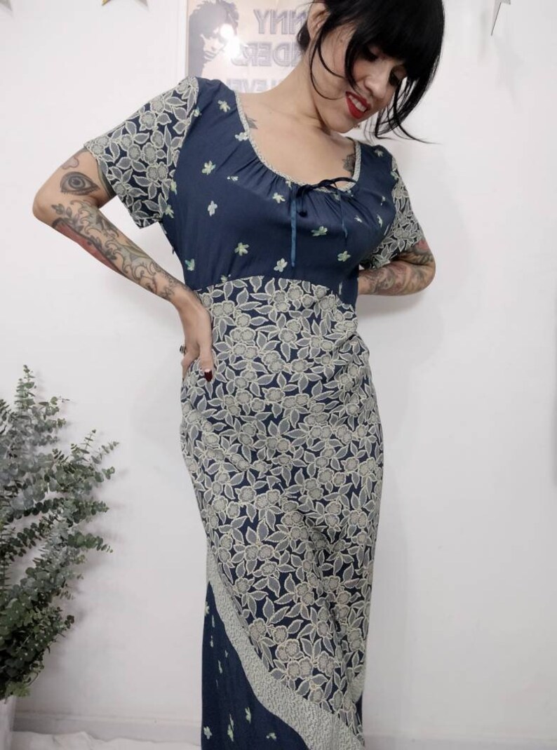Romantic Dress Bohemian Maxi Dress Large 1990s Carol Little Floral Maxi Dress