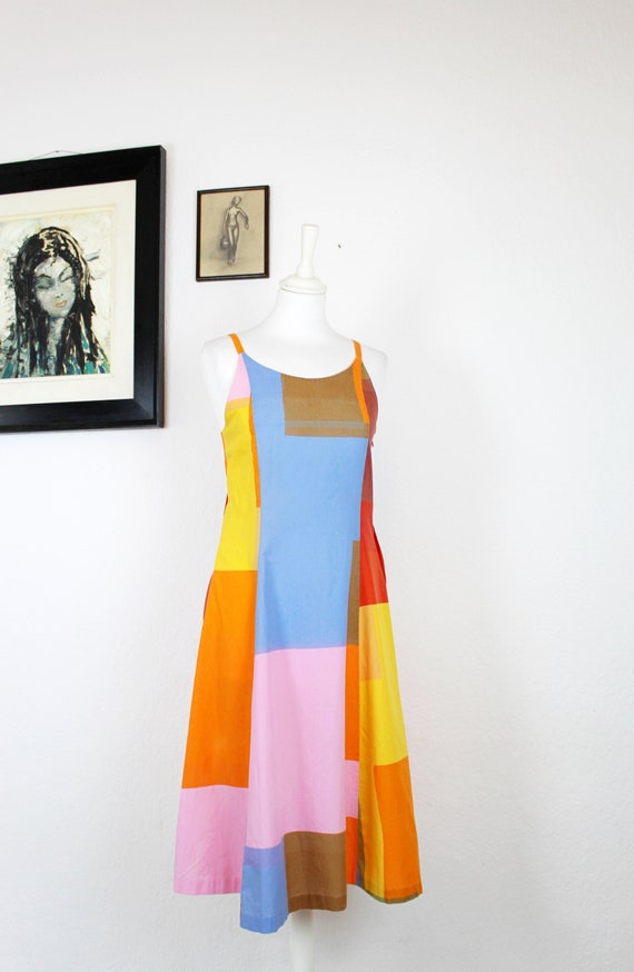 1970s-1980s Marimekko Color Block Cotton Dress, 19