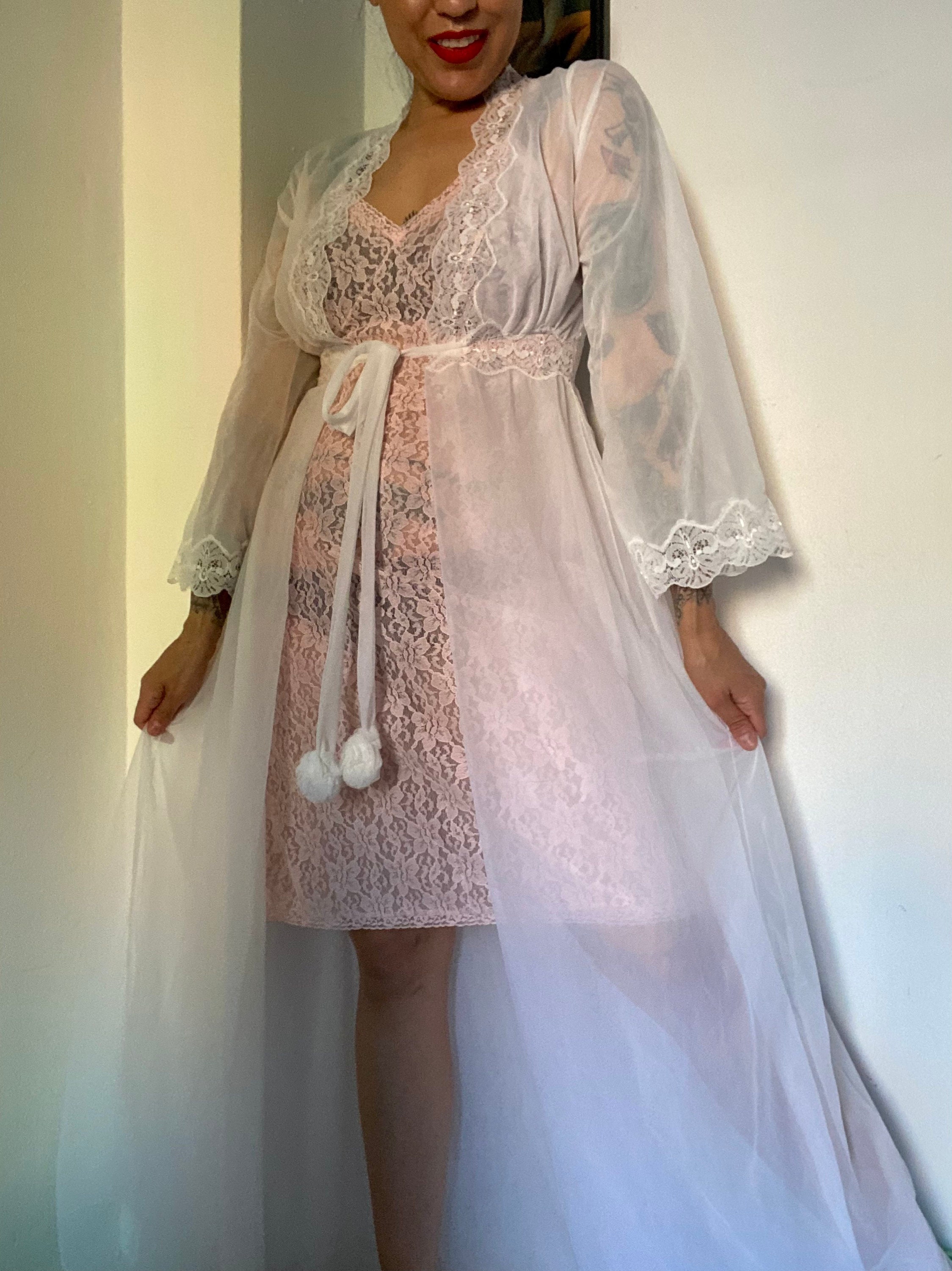 1970s Peignoir Robe Vintage Peignoir Robe 70s Lingerie Robe | Etsy