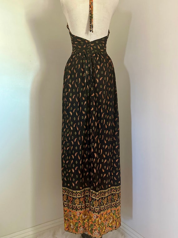 1960s-1970s Bohemian Halter Dress, 70s Maxi Dress… - image 10