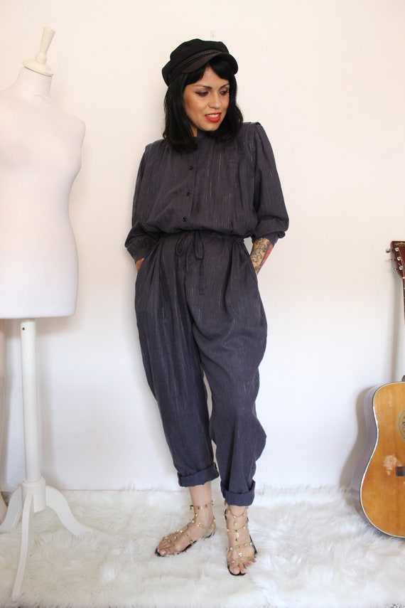 1980s Striped Cotton Jumpsuit, 1980s Workwear Styl