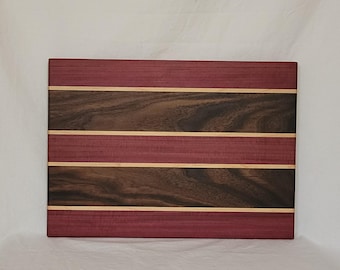 Cutting board with Purpleheart, Walnut and Maple stripes