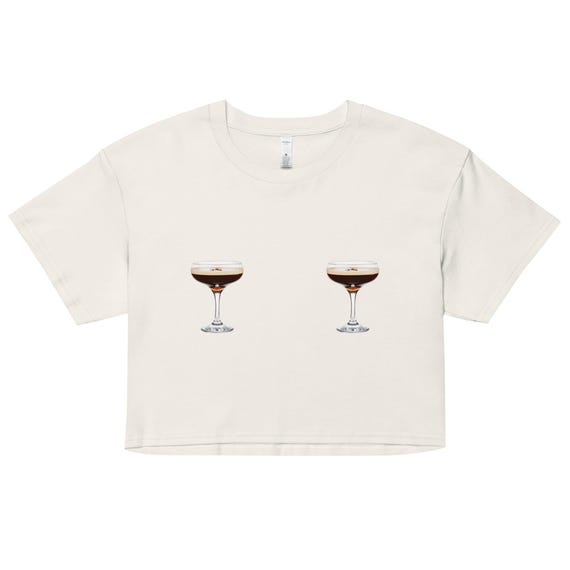 Espresso Martini Boobie Tee: Cocktail Graphic Crop Top, Combed Cotton Shirt