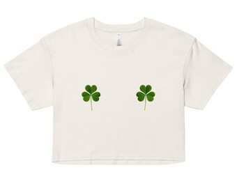 Shamrock Boobie Tee: Funny Women's Graphic Crop Top, St Patricks Day Shirt