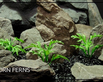Small Artificial Staghorn Fern - Set Of 3 – Artificial Aquarium Decor Plant or Reptile Desert Terrarium Plant | PARP479