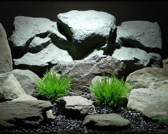 Plastic Faux Aquarium Reptile Decor Plants -Pine Needle Grass Bushes - Ron Beck Designs - PAP215