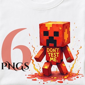 Don&#39;t Test Me Pixel Character PNGs | Mine Art Style Clipart Bundle | Funny Block Figures | High-Res 4500x4500 | Instant Download