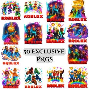 Block Game 50 PNG Designs| 3D Block Style Characters | Hover Boards, Neon Fire, Pixel Blasts, Gamer Artwork for Shirts, Cups & DIY Projects