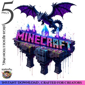 Mine dragon Logo PNG Bundle  5 Epic Gaming PNGs  Ender Dragon & Portal Designs  300 DPI Digital Download  4500 4500 Transparent PNGs