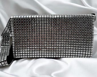 Vintage Silver Metal Mesh Evening Bag, Chainmail Shoulder Purse, Disco Handbag, Y2K Metallic Clutch