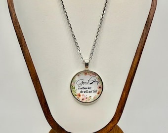 Floral Christian Pendant Necklace, Psalm 46:5