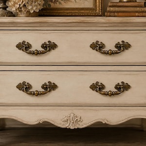 Antique Brass Ornate Drawer Pulls, Victorian French Country Cabinet Hardware