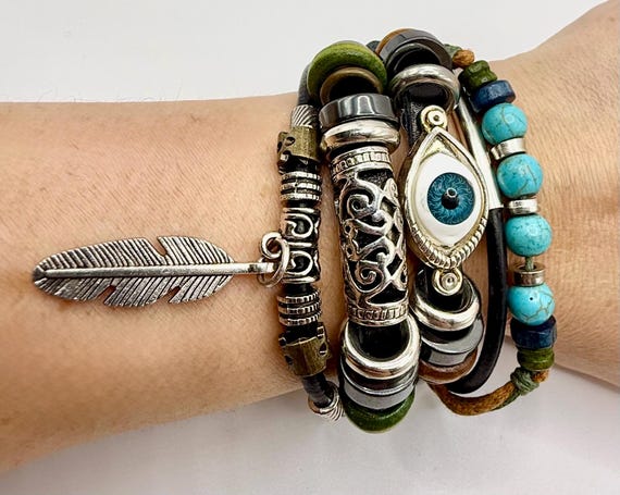 Boho Armband,Meerlaagse Kralen Armband Set voor Heren Dames