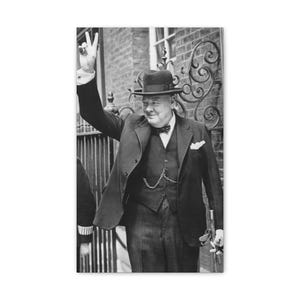 Winston Churchill  V Sign Canvas Vintage Charm, Winston Churchill Decor, Inspirational Home Decor, Unique Gift for History Lovers, Classic