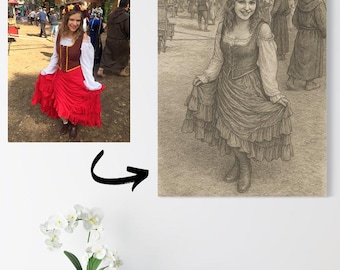 Ritratto inciso personalizzato in stile rinascimentale dalla tua foto, stampa artistica con incisione a linea sottile o download digitale