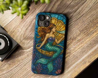 Custodia per iPhone Siren: Cover in mosaico Mermaidcore in vetro colorato